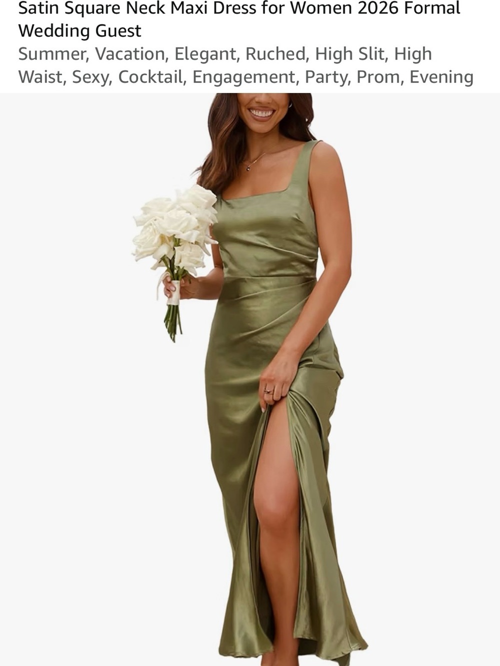 NWT Satin Square Neck Maxi Dress